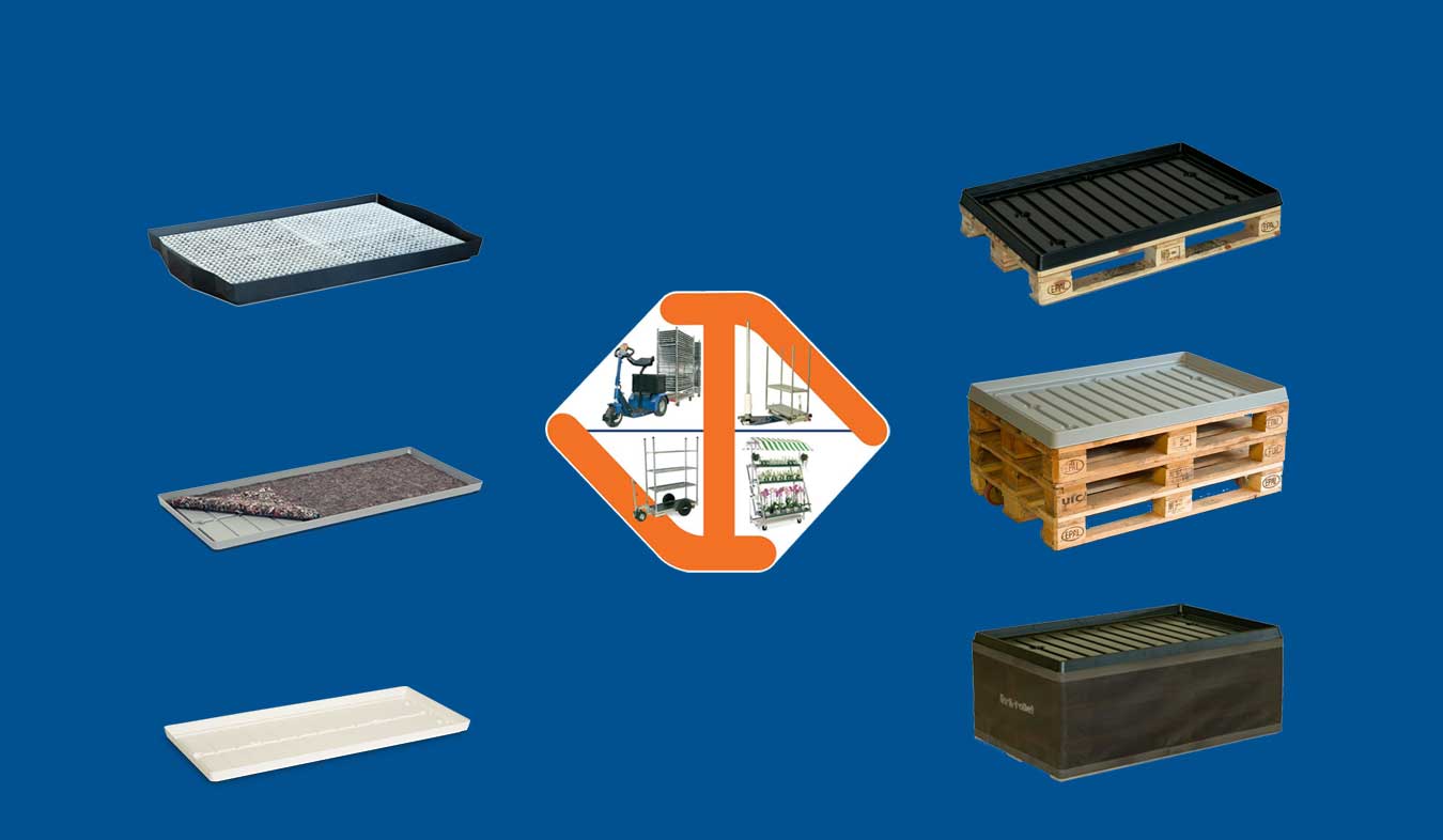 Bodems deense karren en watertrays voor pallets